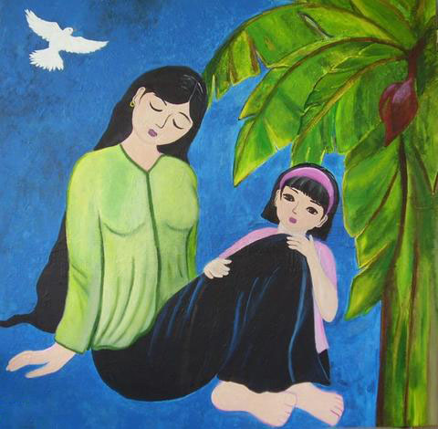 Tranh vẽ về mẹ và con gái